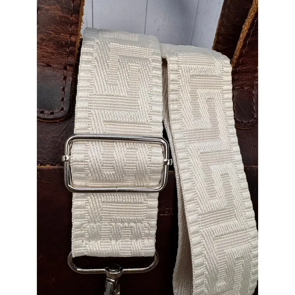 White Woven Purse Strap Wide Striped Bag Strap Boho Crossbody Purse Strap